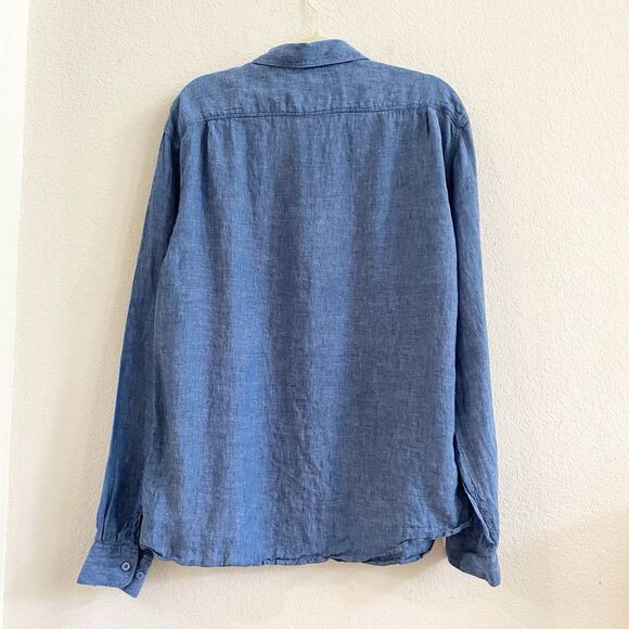 Free Line Athens Men’s Button Up 100% Linen Shirt Blue Regular Fit  Size 2XL - Picture 10 of 10